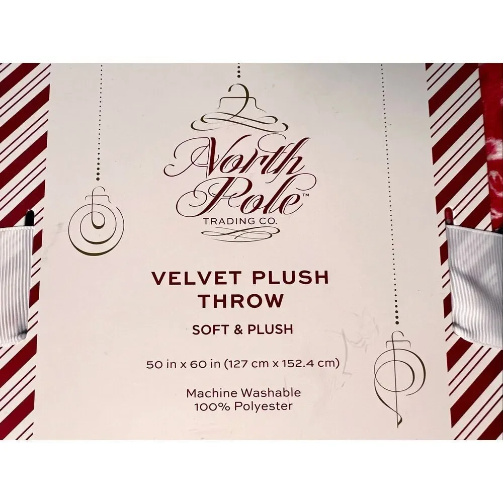 North Pole Trading Oversized Velvet Plush Throw Blanket Christmas Themed NWT